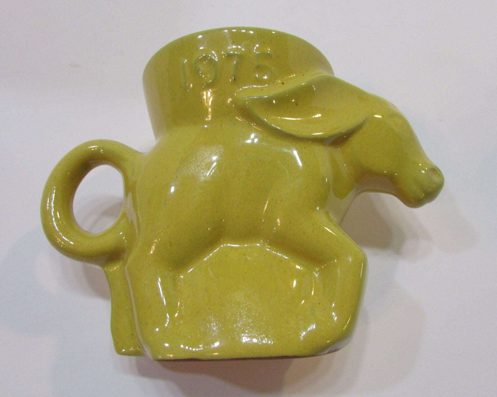1975 Frankoma Pottery Democrat Donkey Political Mug Autumn Yellow 1st Year Issue