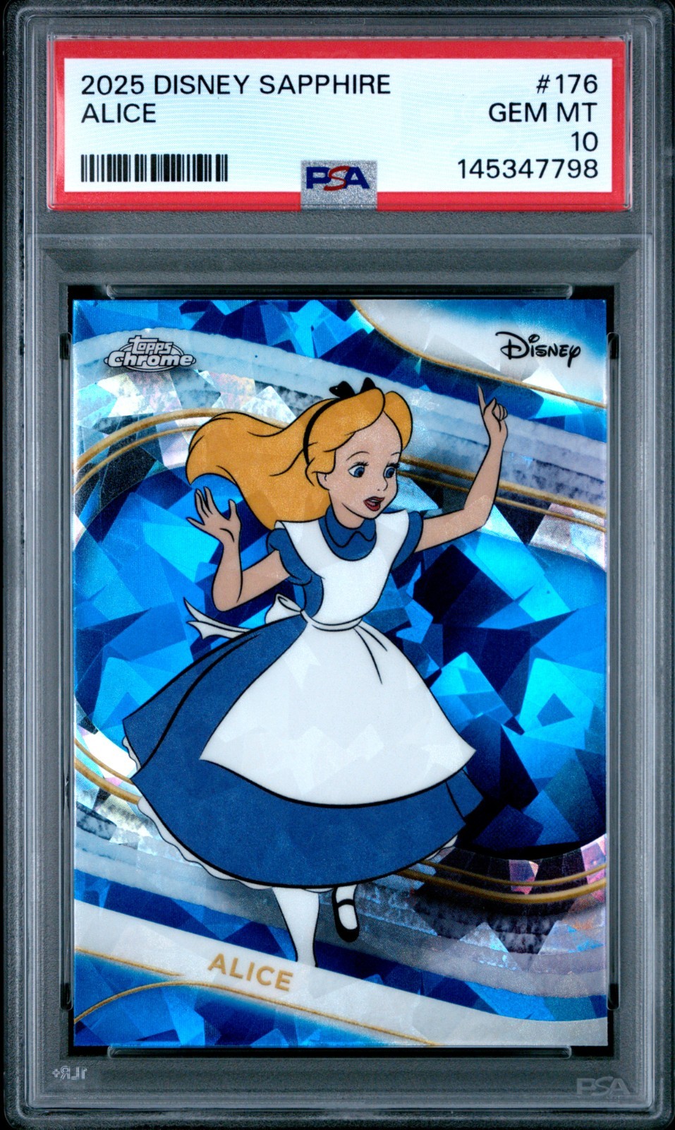 2025 Topps Chrome Disney Sapphire Alice #176 PSA 10