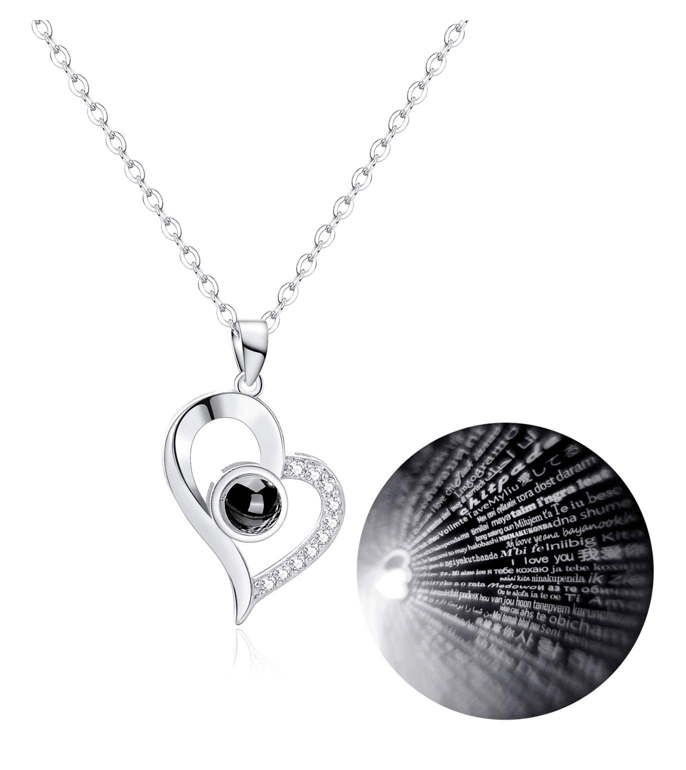 Tornito Gold Plated 100 Languages I Love You Memory Necklace Projection Pendant Tornito Gold Plated 100 Languages I Love You Memory Necklace Projection Pendant