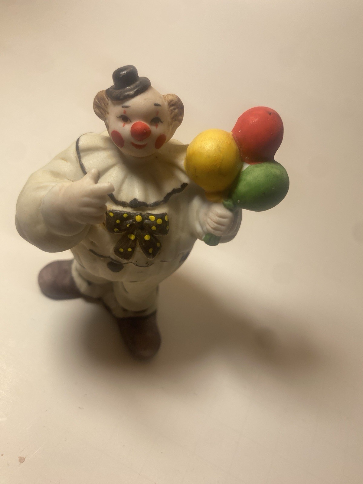 Vintage 1980s Enesco Porcelain Clown Figurine with Balloons