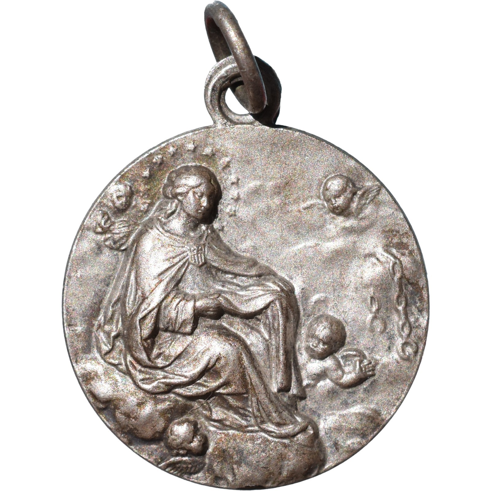 VINTAGE THE ASSUMPTION OF THE VIRGIN MEDAL RARE SACRED HEART RELIGIOUS PENDANT