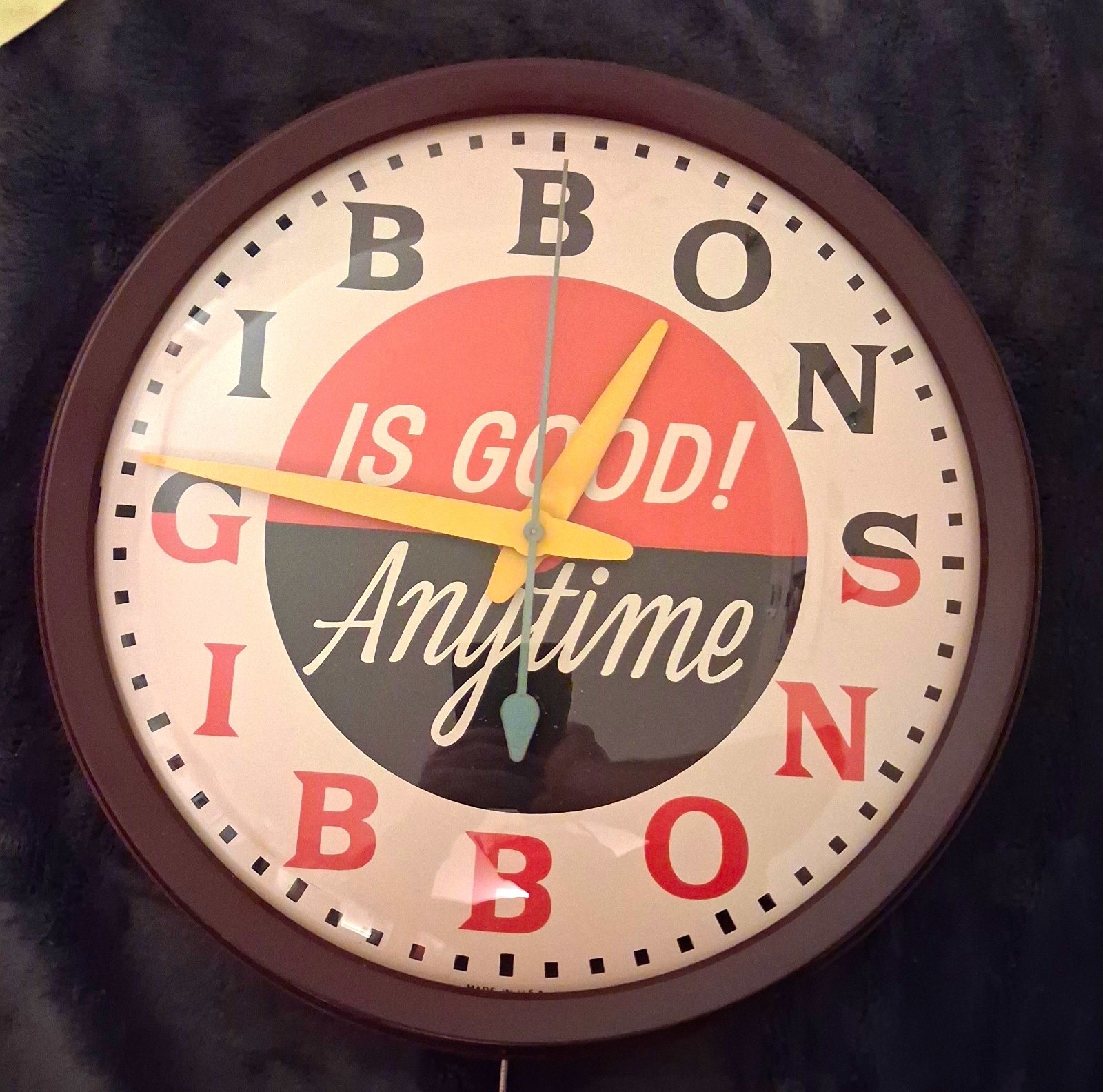 General Electric GE 6613C Gibson Is Good Anytime Breweriana Wall Clock