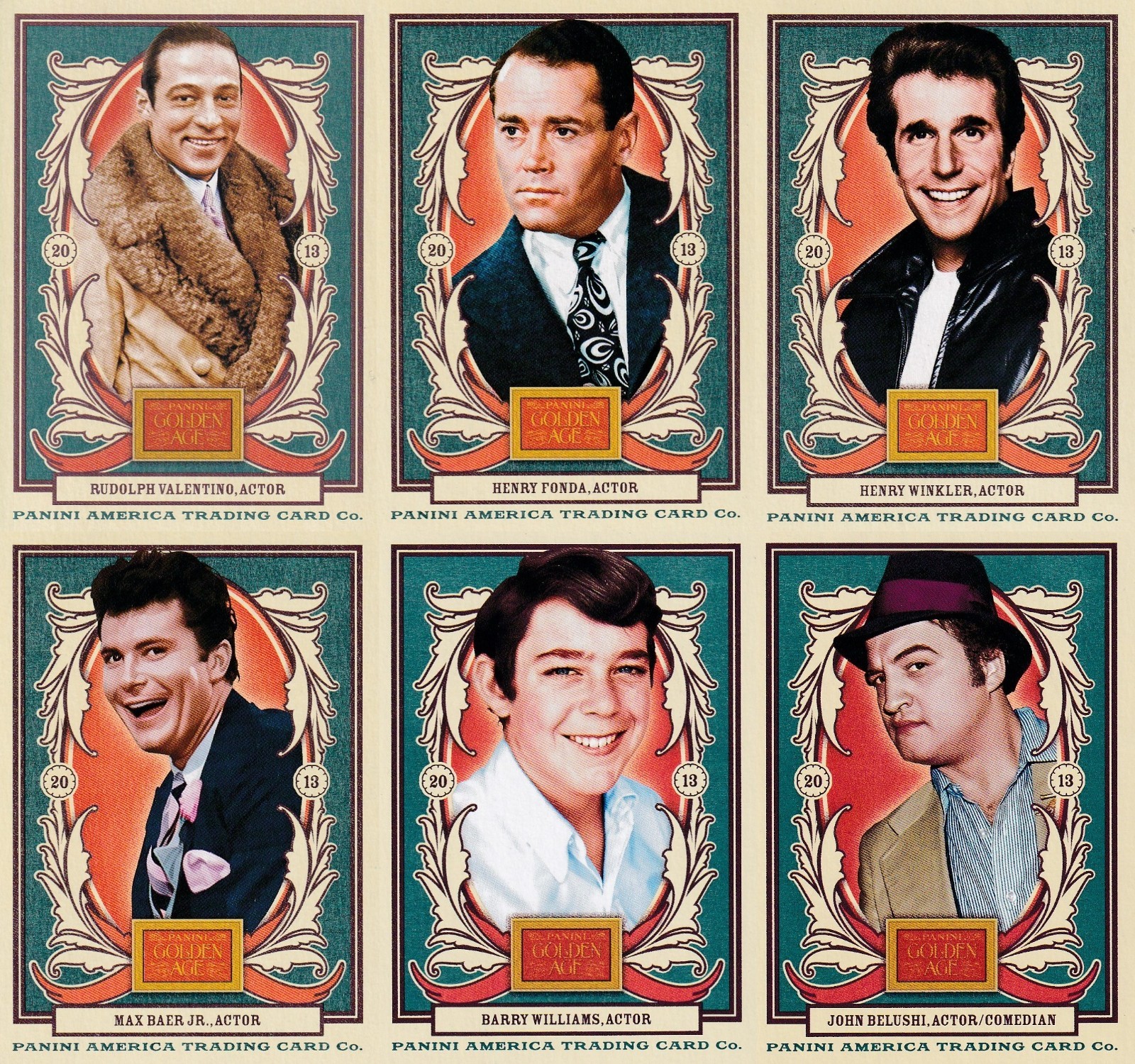 2013 Panini Golden Age Famous Hollywood Actor Actors 6-Card Base Card Lot