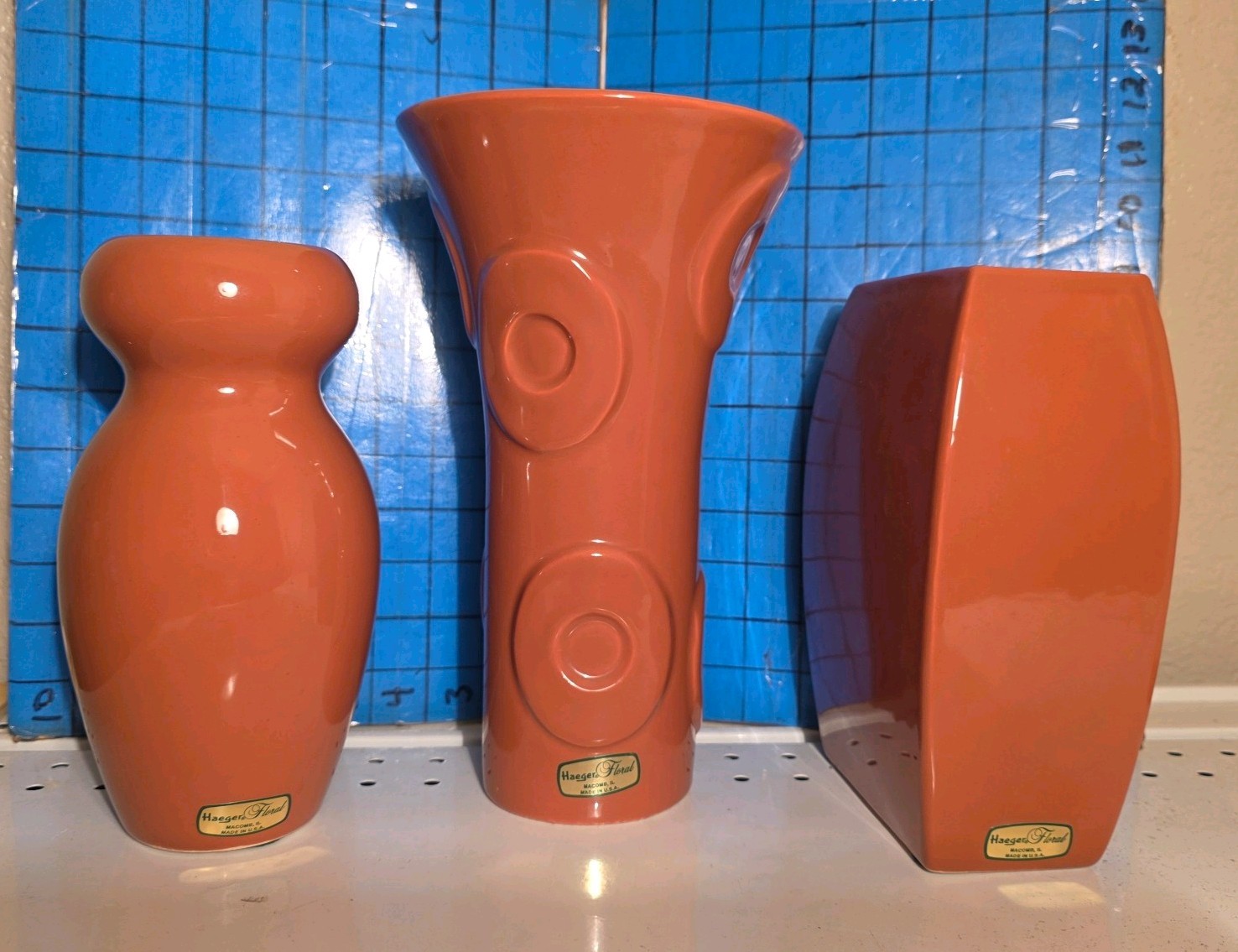 Set of 3 NOS Haeger Floral Terracotta Orange Pottery 10 Set of 3 NOS Haeger Floral Terracotta Orange Pottery 10
