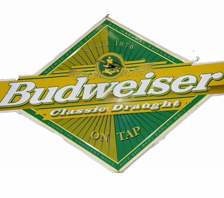 Budweiser Classic Draft/Draught On Tap Sign Tap Display Breweriana Green Gold Budweiser Classic Draft/Draught On Tap Sign Tap Display Breweriana Green Gold