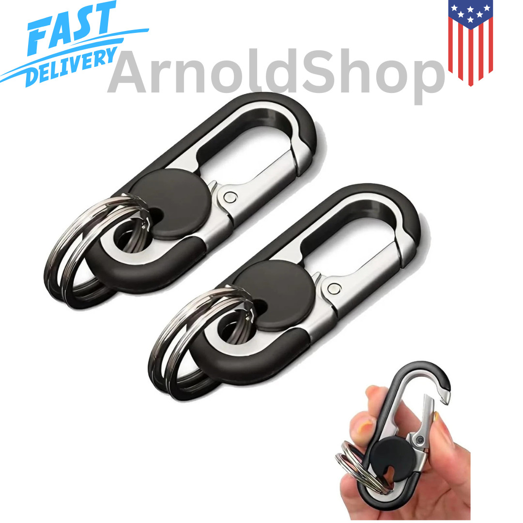 2PCS Men’s Stainless Steel Car Key Chain – Durable Double Ring Keychain Set