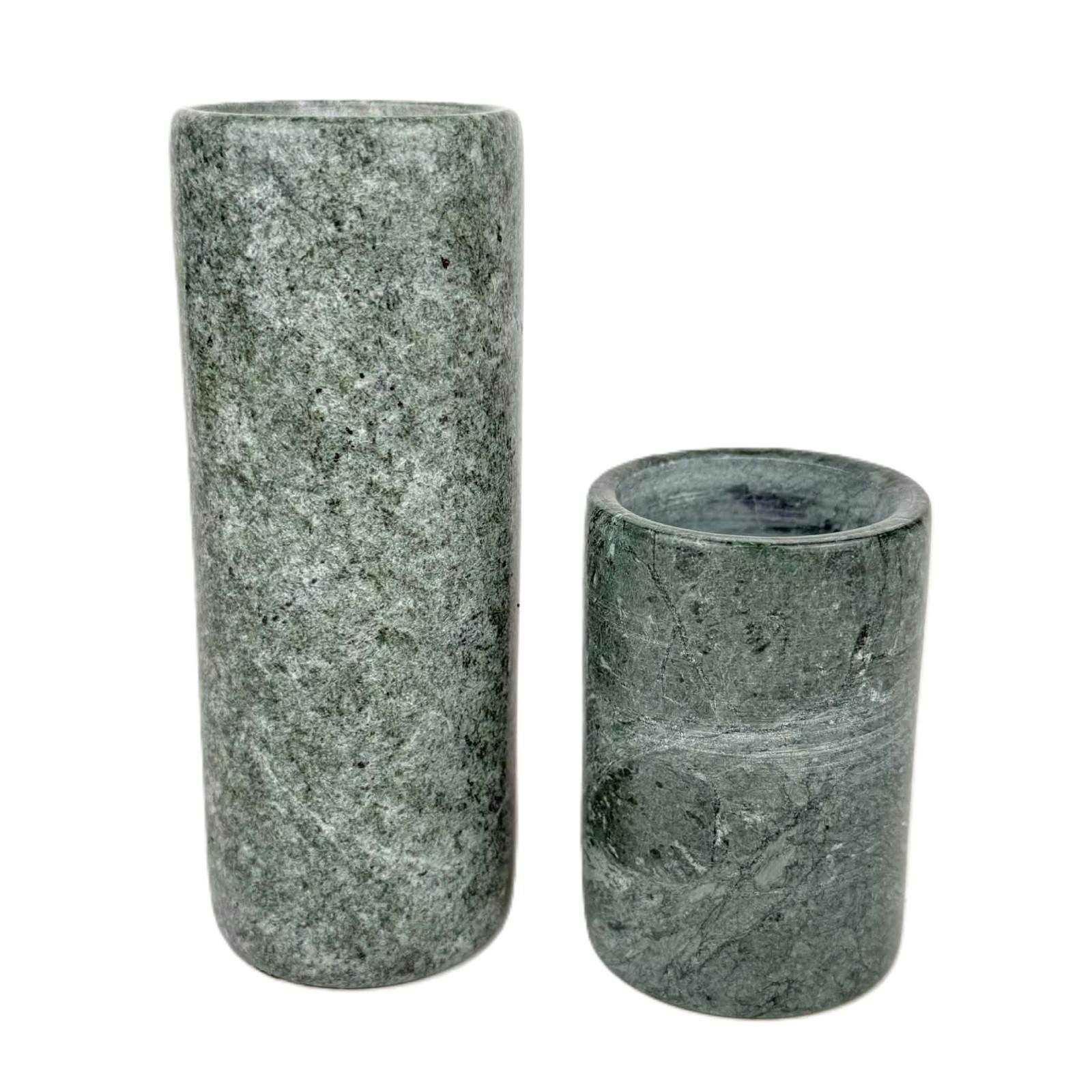 Vintage Green Marble Candlestick Holder Set - 5 Vintage Green Marble Candlestick Holder Set - 5