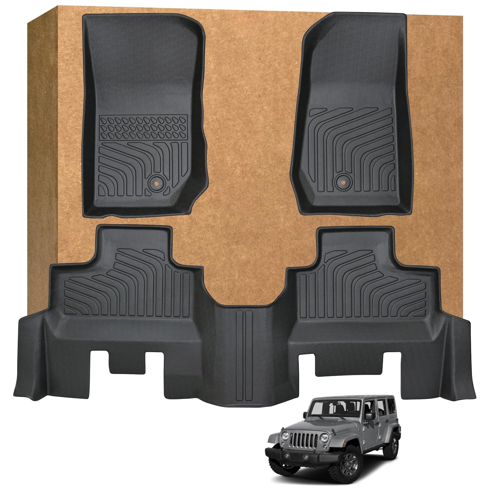 Floor Mats for Jeep Wrangler JK Unlimited 4 Door 2007-2013 (Not for JL or 4XE...