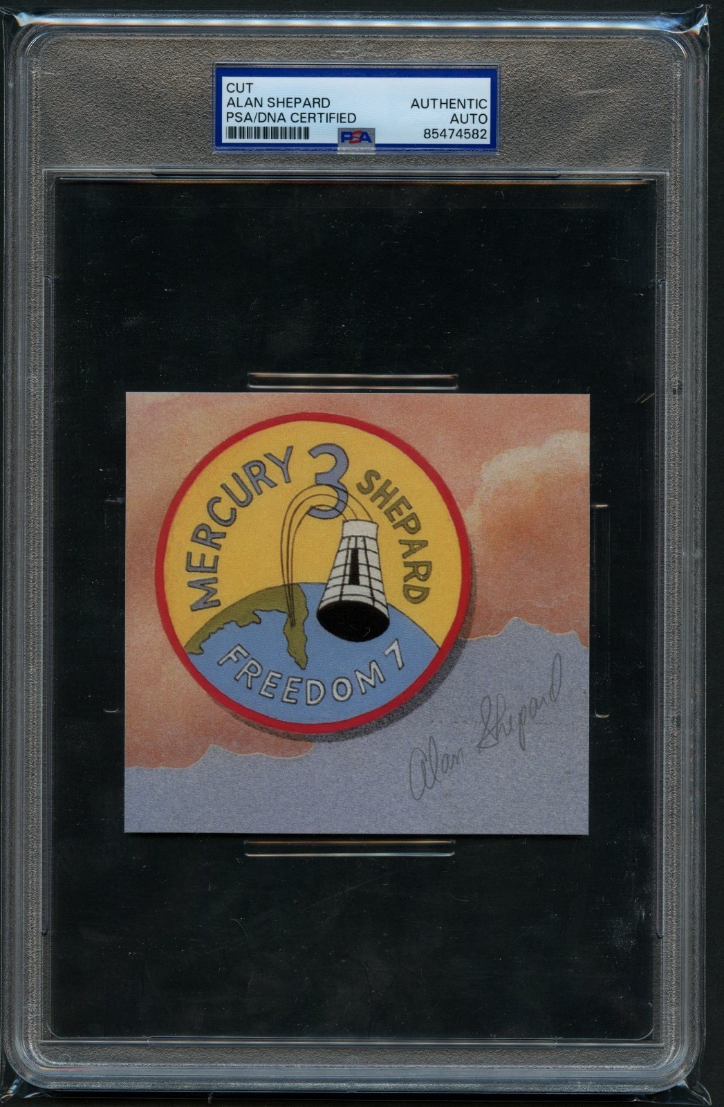 Alan Shepard d1998 signed autograph 4x4.5 Cut Mercury 7 Astronaut PSA Slabbed