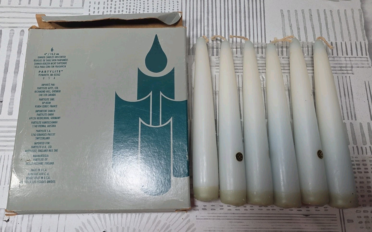 PartyLite P0665 Sky Blue 6 Dinner Candles Unscented NOS