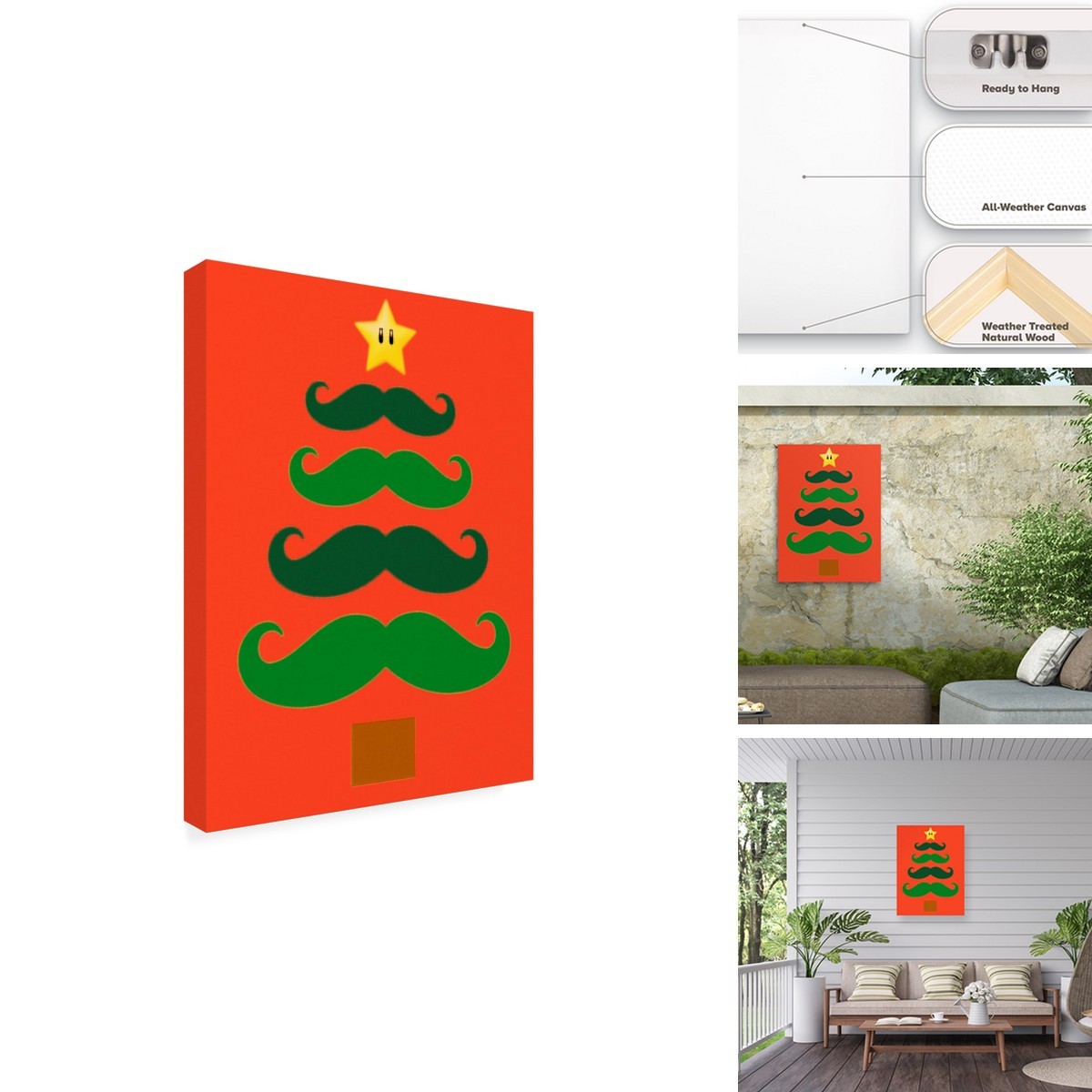Trademark Fine Art GRL02284-OC1824WR Marcus Jules Christmas Mustache Tree Canvas Trademark Fine Art GRL02284-OC1824WR Marcus Jules Christmas Mustache Tree Canvas
