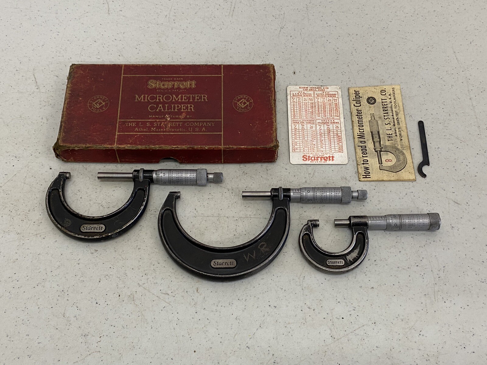 VTG Starrett No. 436R Outside Micrometer 1, 1-2, 2-3\ VTG Starrett No. 436R Outside Micrometer 1, 1-2, 2-3\