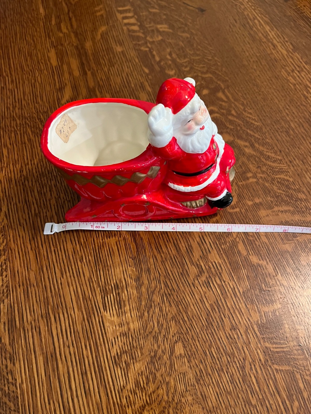 Vintage MCM INARCO Japan Christmas Holiday Red Ceramic Waving Santa Sleigh
