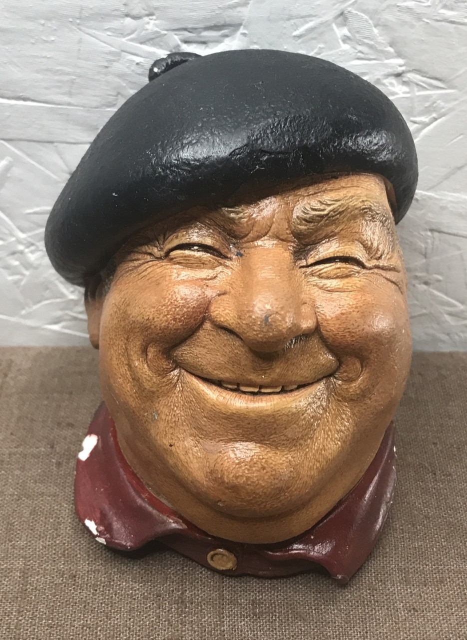 Vintage 1971 Bossons Pierre Chalkware Head Wall Plaque Made in England