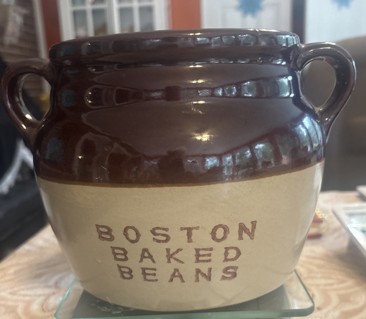 VTG Boston Baked Beans Pot Stoneware Crock Monmouth Maple Leaf Pre-1930s No Lid VTG Boston Baked Beans Pot Stoneware Crock Monmouth Maple Leaf Pre-1930s No Lid