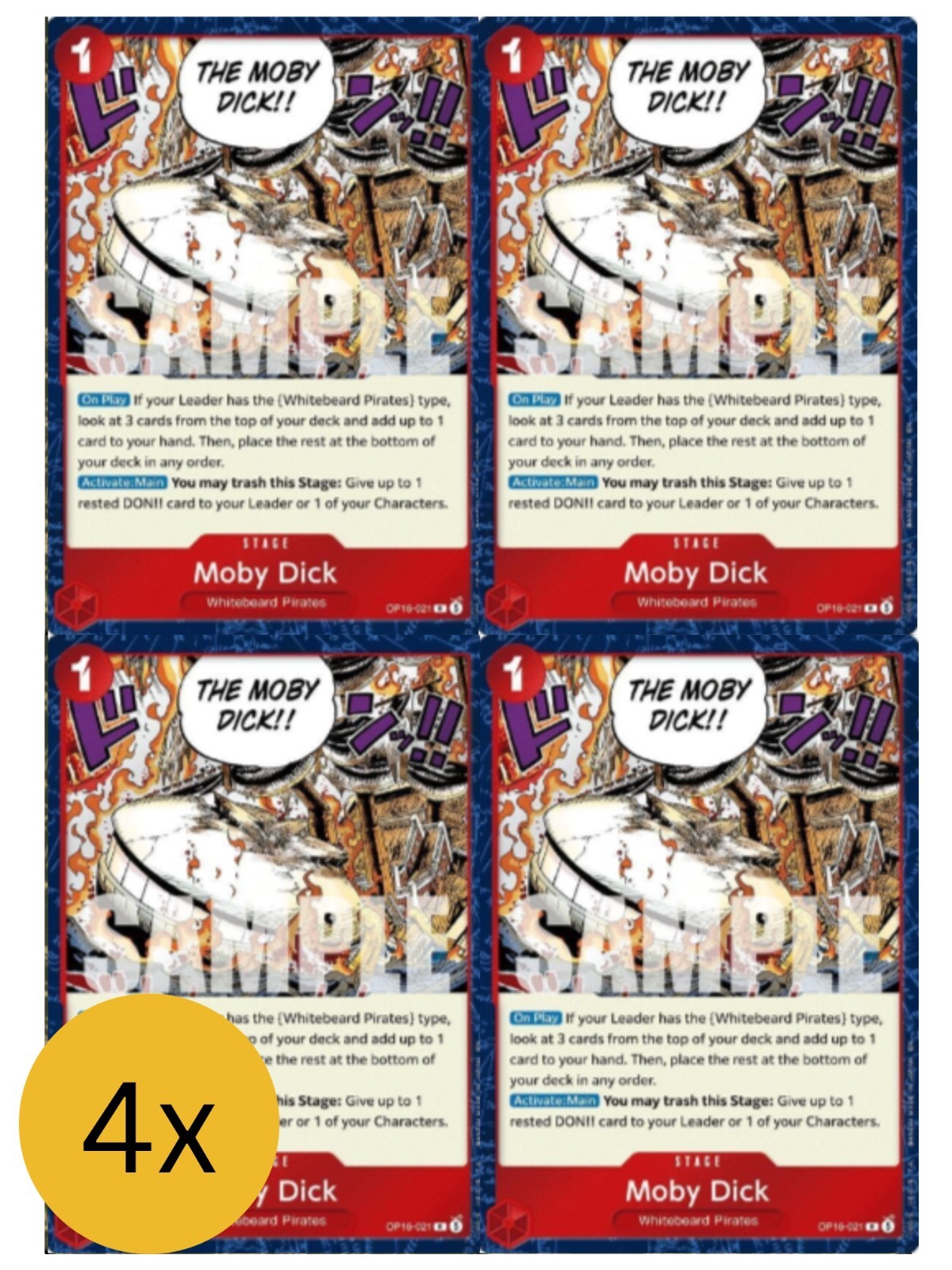 4X Moby Dick Foil R The Time of Battle OP16-021 One Piece Playset