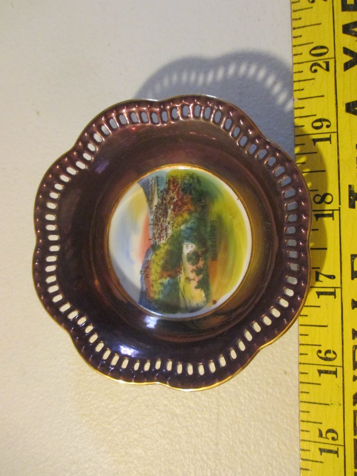 Vintage Heidelberg Germany Porcelain Lusterware Souvenir Dish 4\ Vintage Heidelberg Germany Porcelain Lusterware Souvenir Dish 4\