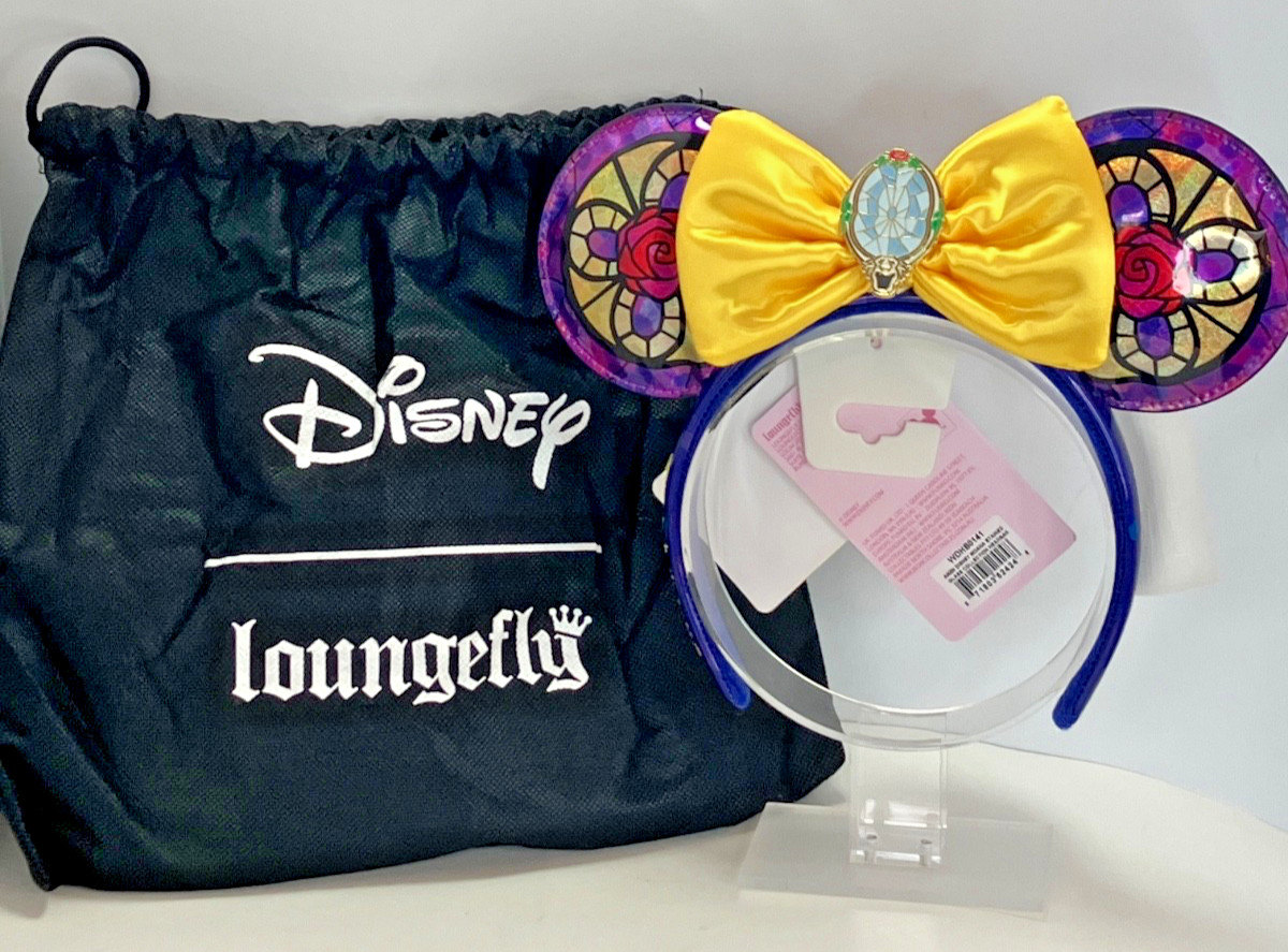 EXCLUSIVE Loungefly Disney Belle Beauty and the Beast Stained Glass Ears - NWT