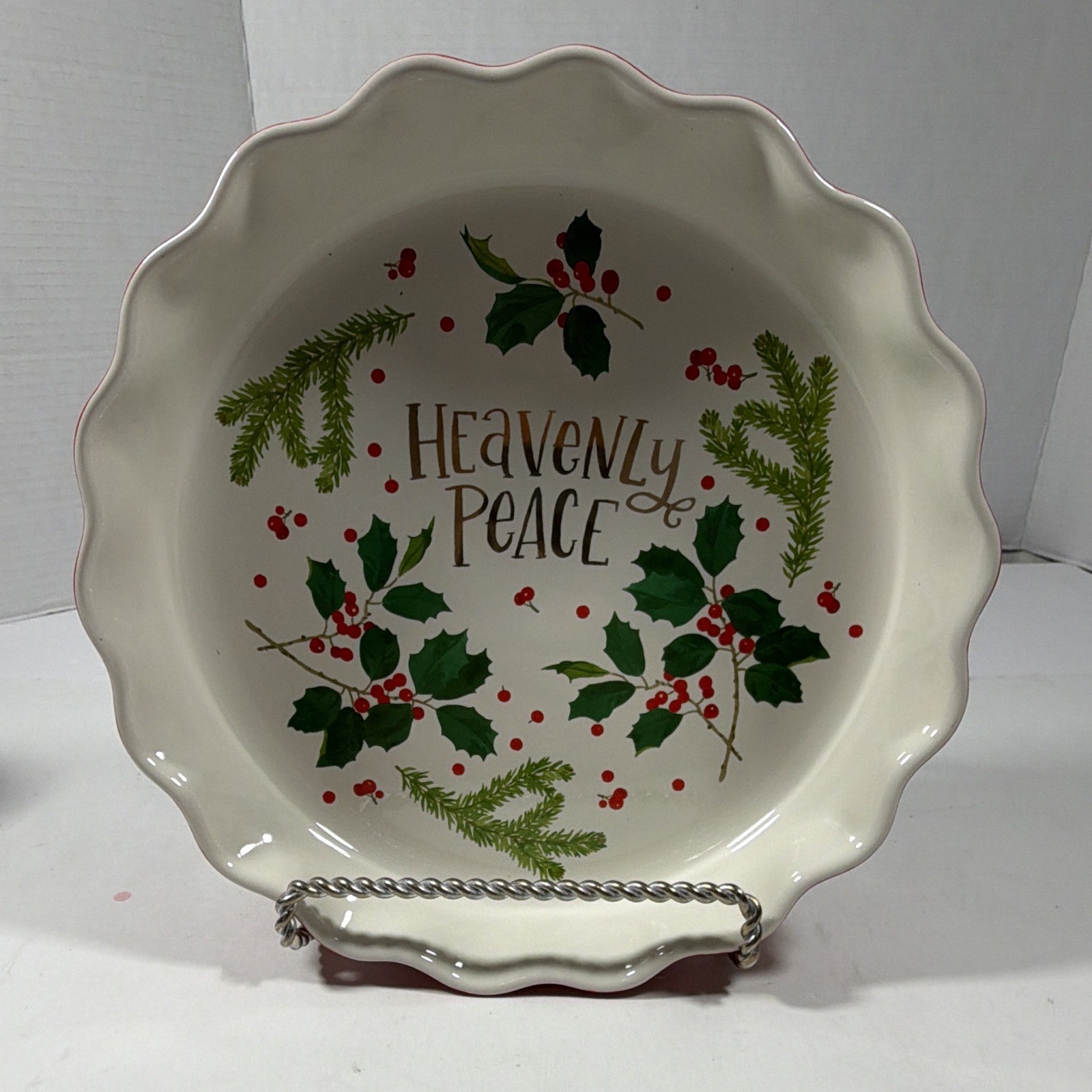 Mary & Martha Heavenly Peace Christmas Ceramic Pie Dish Plate 10
