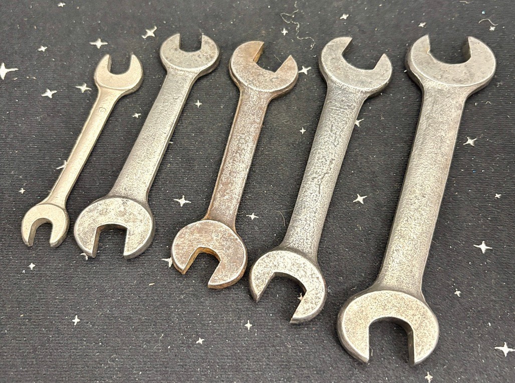 Vintage Open Ended Wrenches Lot Of 5 Unbranded Different Sizes