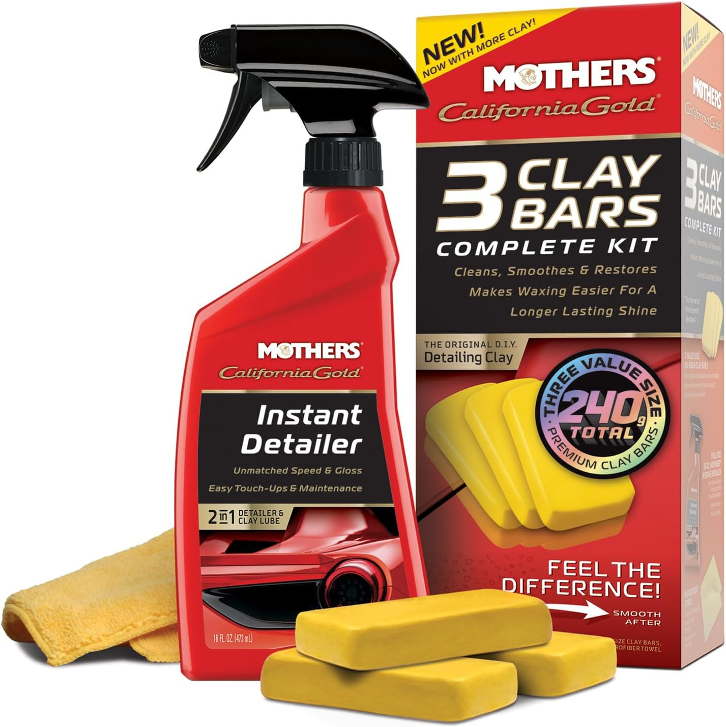 California Gold 3 Clay Bar Complete Kit, 3 80-Gram Clay Bars, 07240