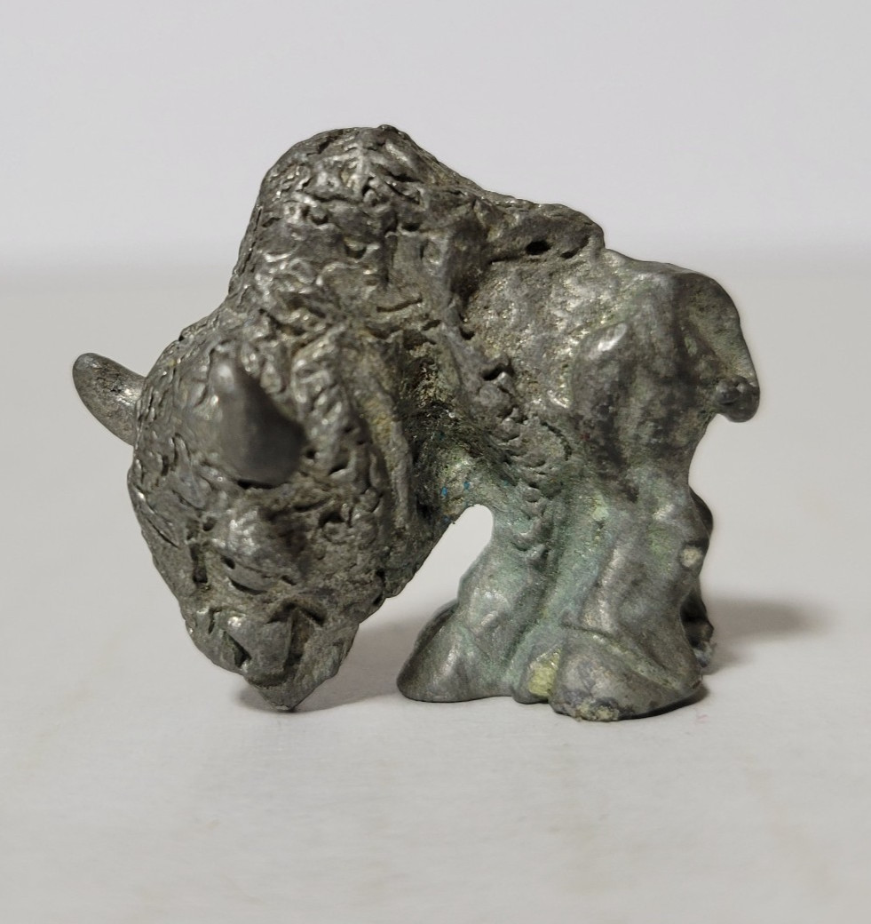 American Buffalo Bison Emaciated Metal Mini Figurine Vintage Game Piece 1\