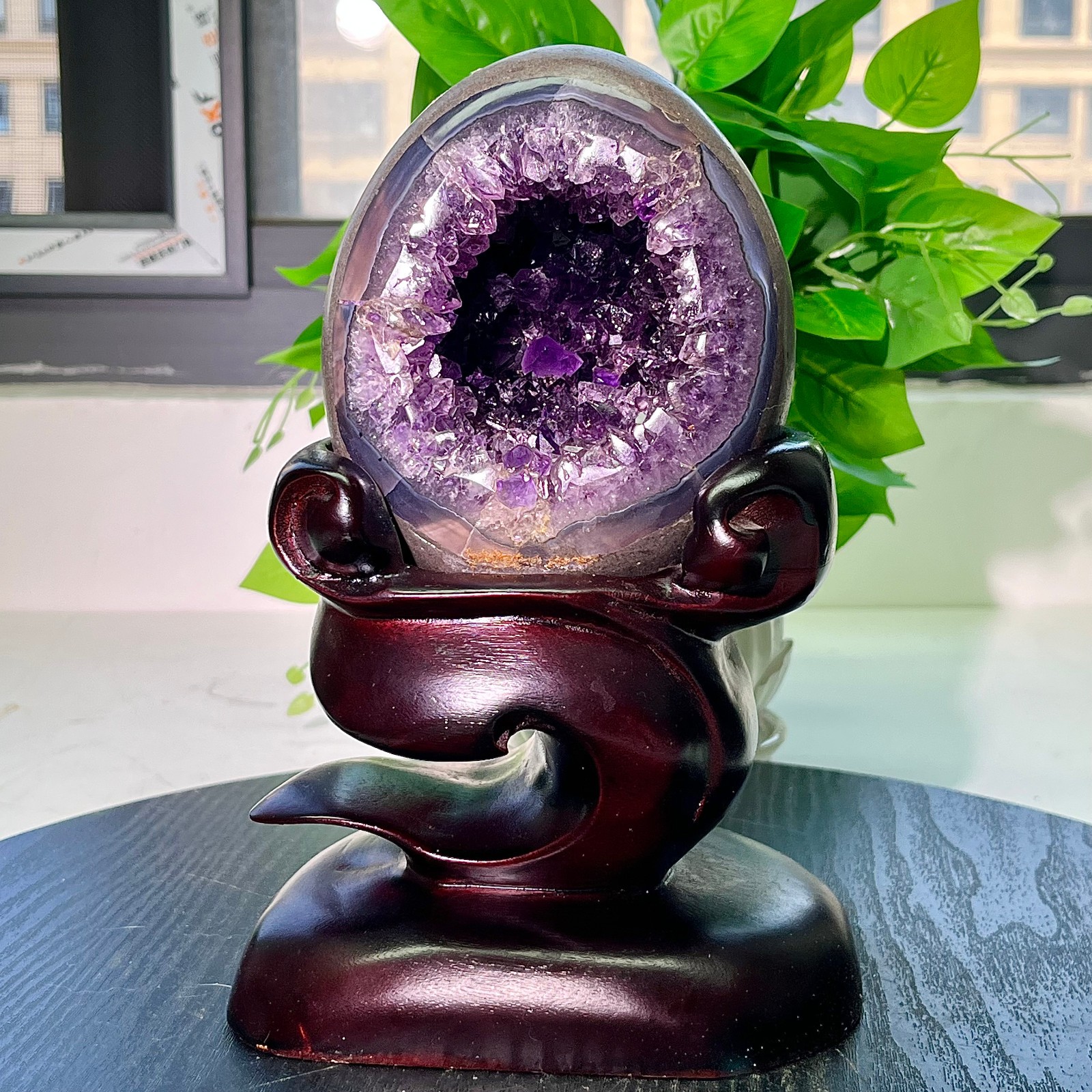 3.85LB  High quality rare amethyst dragon egg cave decoration