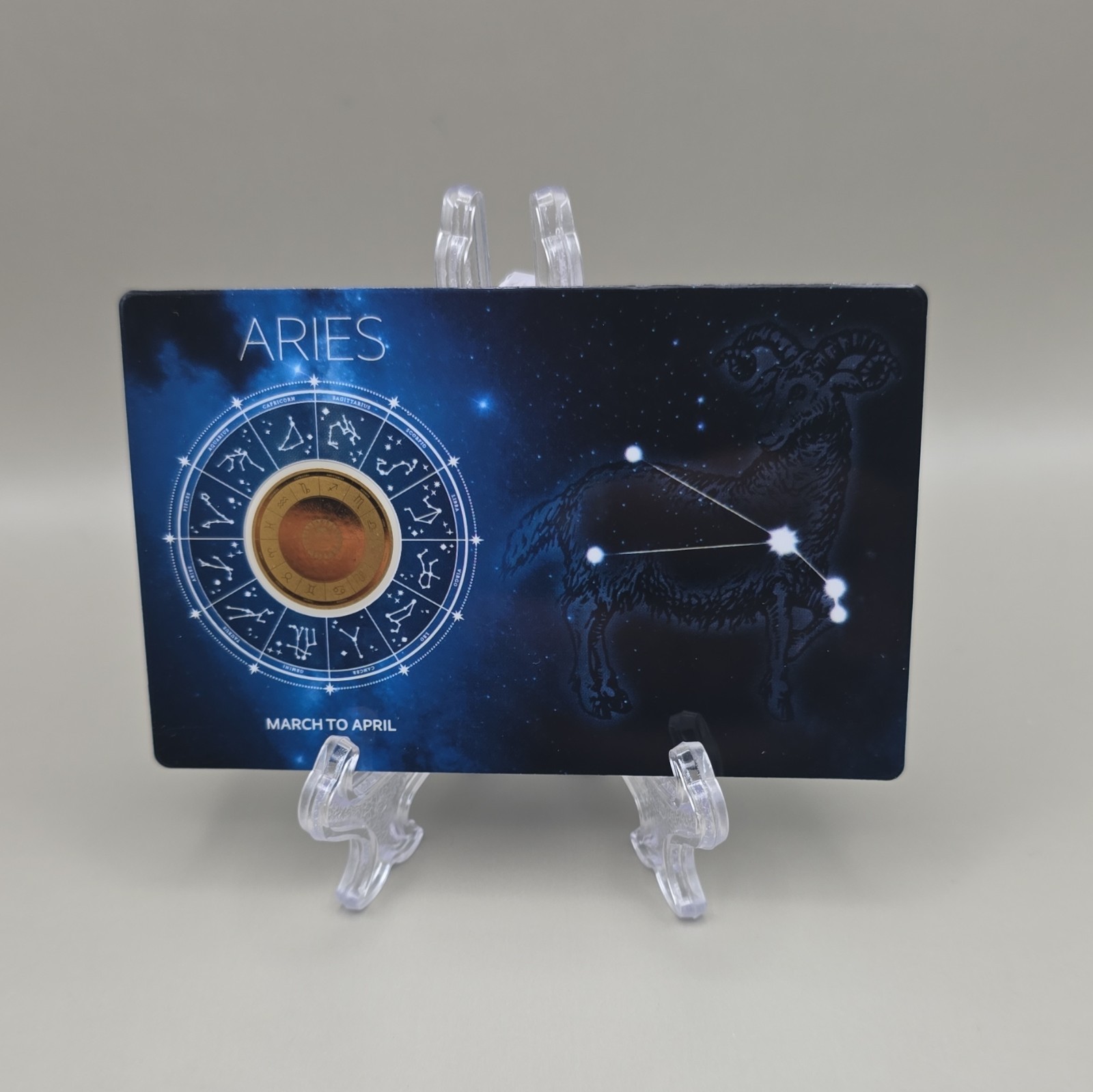 Chad 3000 CFA 1/1000 oz .999 Gold Aries Zodiac Coin in Assay Card