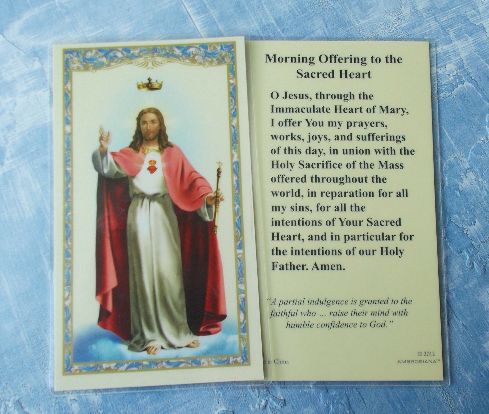 Sacred Heart ~ Morning Offering ~ Laminated Holy Card Sacred Heart ~ Morning Offering ~ Laminated Holy Card