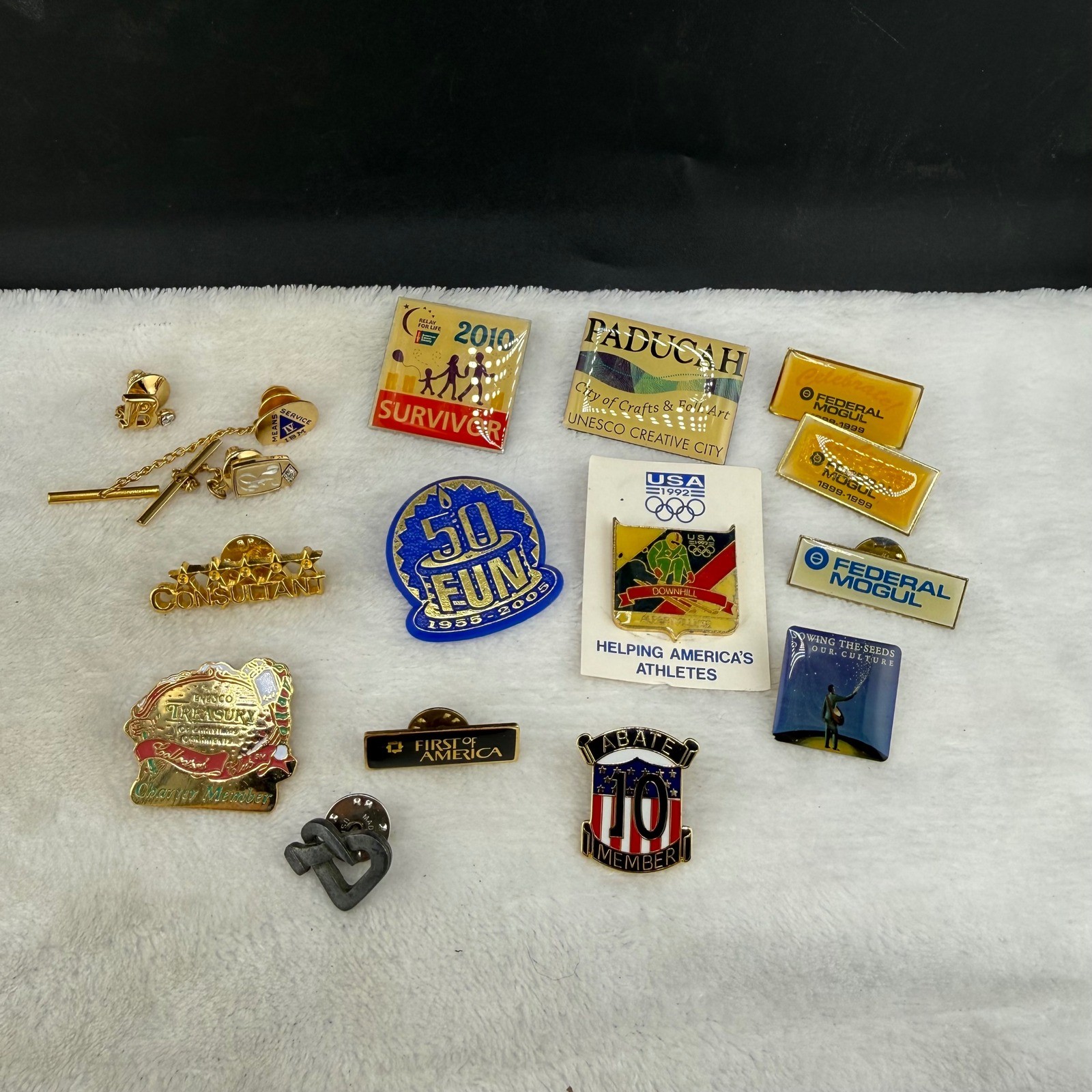 Vintage Mixed Lot Lapel Pins Tie Tacks IBM Olympics Federal Mogul