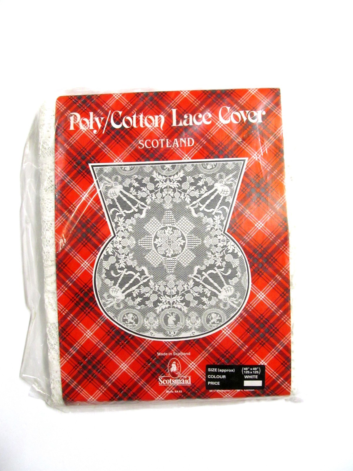 Vtg. Lace Table Cloth Cover Thistle Scotland Scotsmaid  - NIP