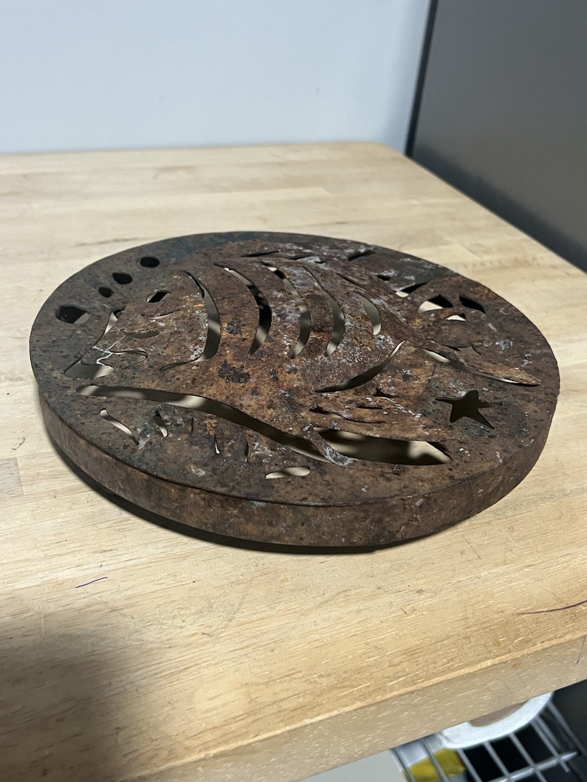 Vintage Trivet, Likely Made Of Cast Iron. 8 1/2” Diameter 