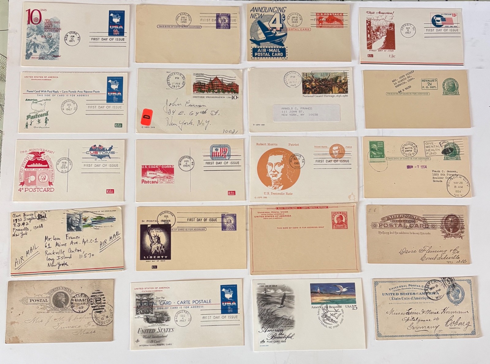 Vintage Post Cards Lot of 20, Some First Issues, (8) older from 1939, W/Sleeves Vintage Post Cards Lot of 20, Some First Issues, (8) older from 1939, W/Sleeves