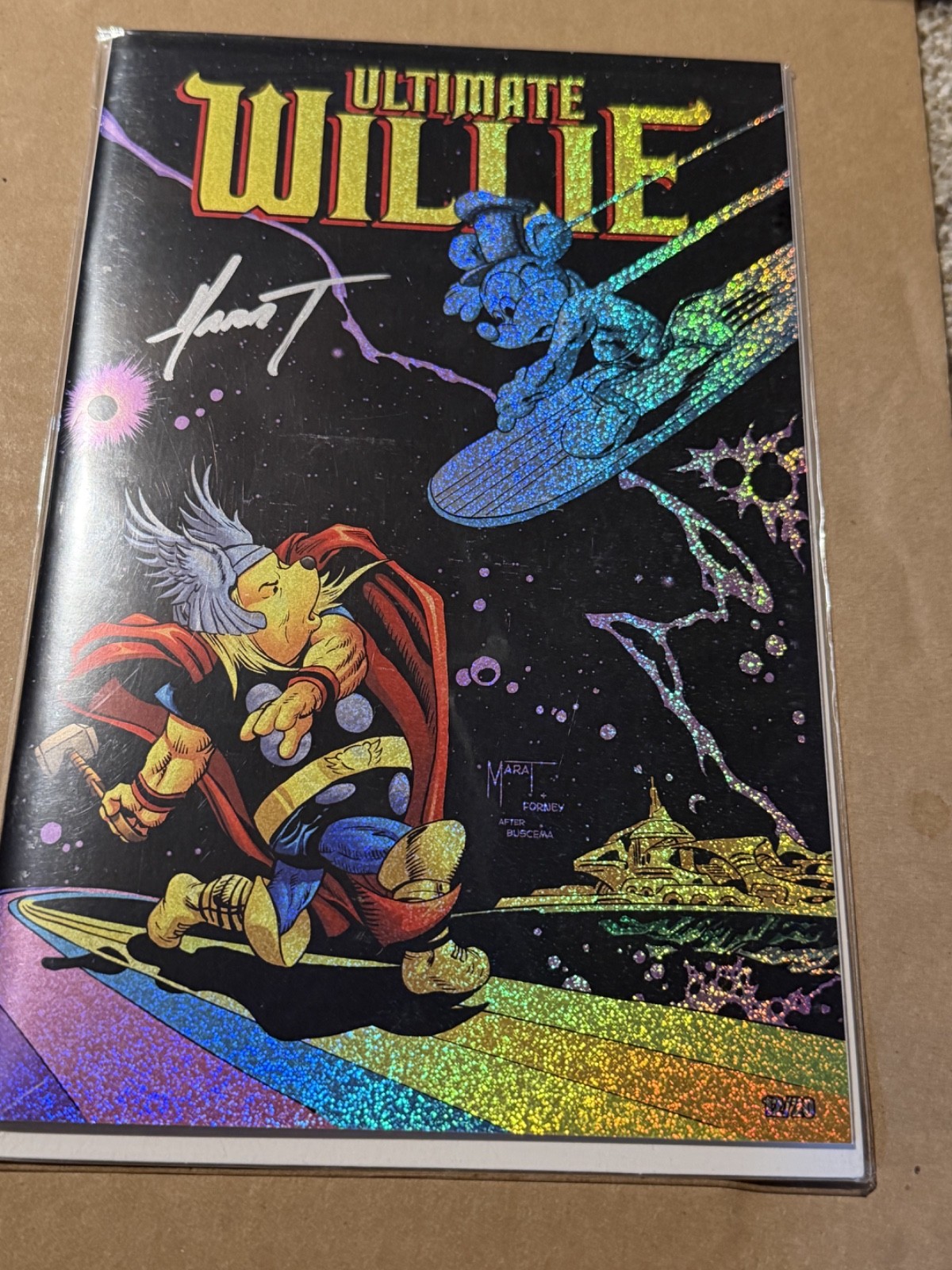 Ultimate Willie SIGNED Marat Mychaels Silver Surfer Thor Lava Foil 12/20