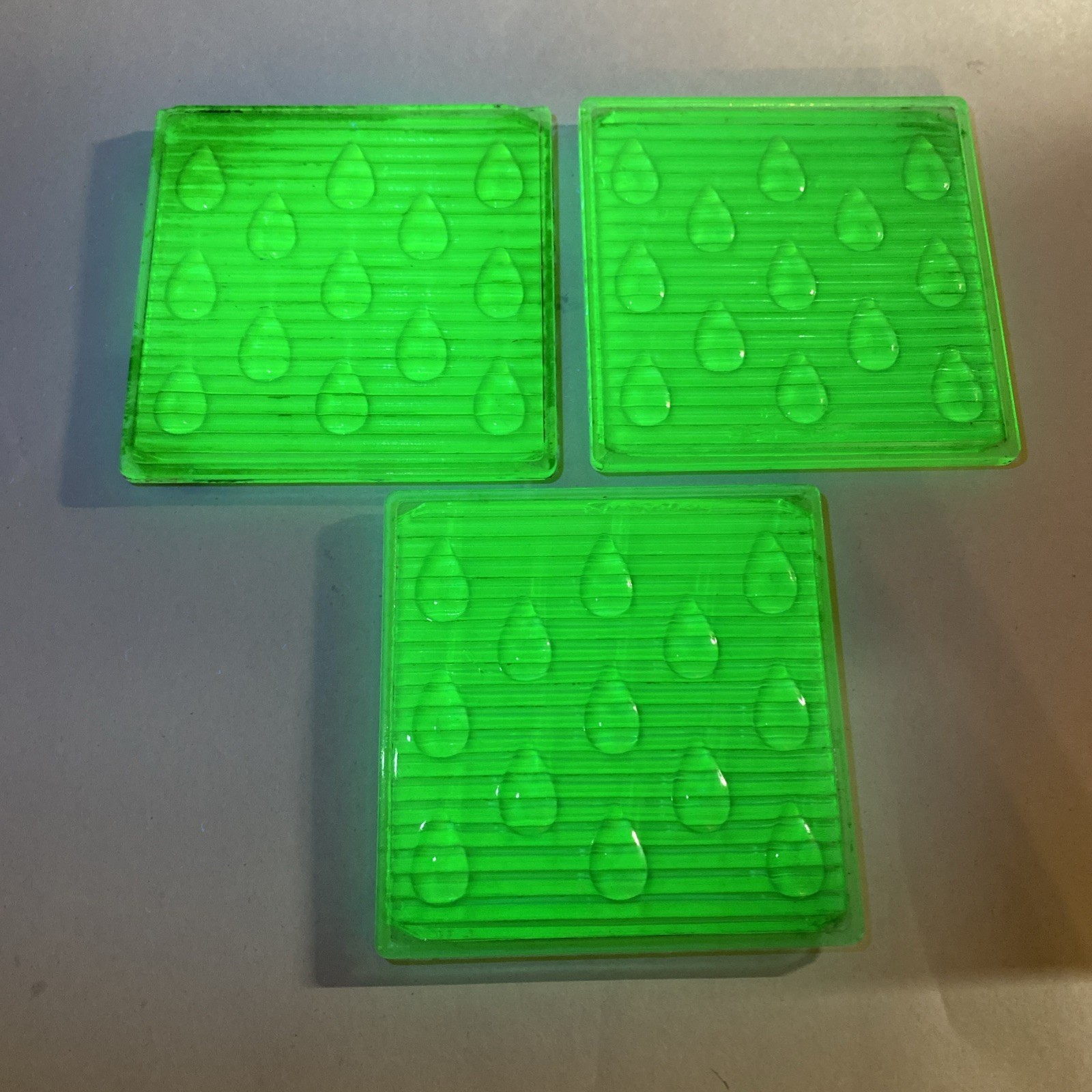 Antique Uranium Prism Tiles CHIPPED Lot Of 3 Teal RARE 