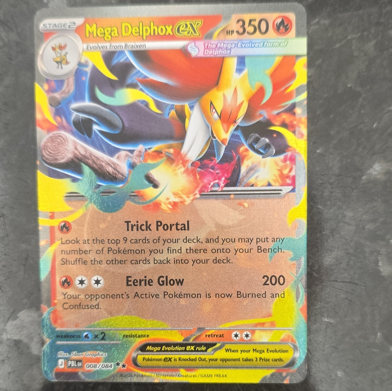 Mega Delphox EX 008/084 Pitch Black Holo Ultra Rare 350 HP Pokémon TCG 2026
