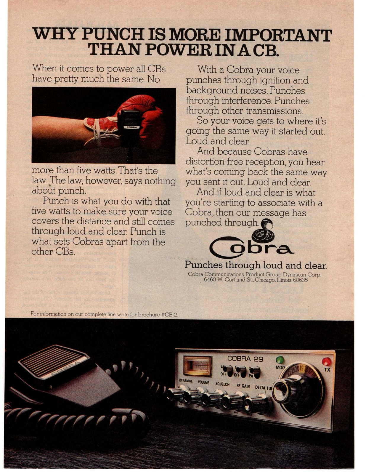 1976 Cobra 26 CB Radio Boxing Glove Punch Is More Important Than Power Print Ad 1976 Cobra 26 CB Radio Boxing Glove Punch Is More Important Than Power Print Ad