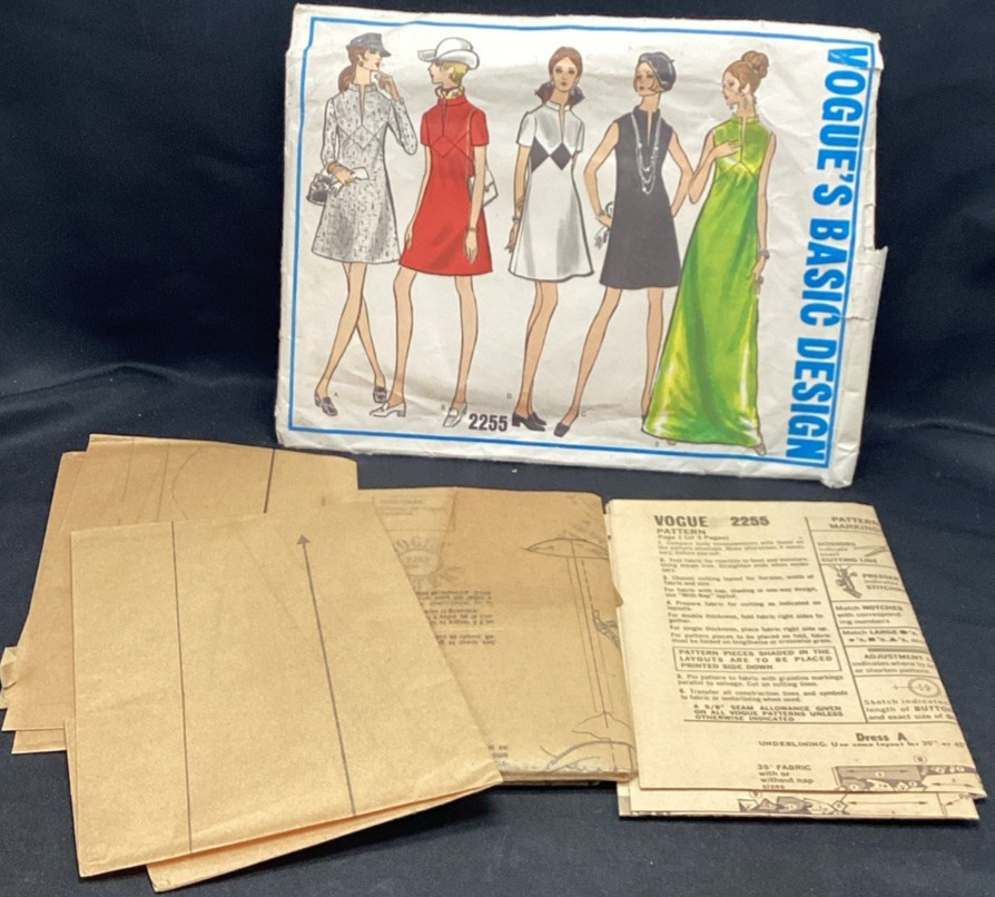 Vtg Sewing Pattern, Vogue's Basic Design 2255 14-38 dress cut - ships free