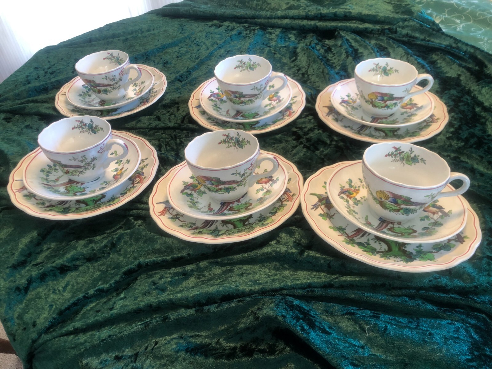 Set of 6 Vintage Copeland Spode Chelsea Birds Trio Coffee Cup+Saucer+Plate Set of 6 Vintage Copeland Spode Chelsea Birds Trio Coffee Cup+Saucer+Plate