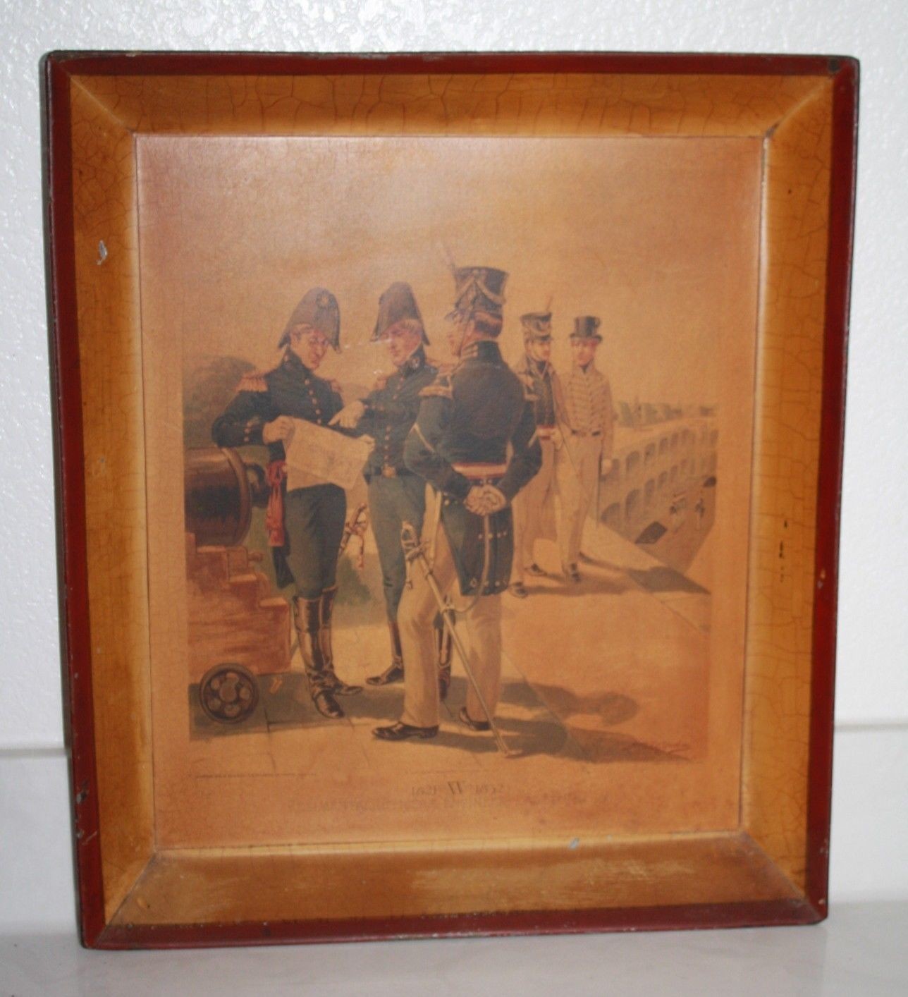 Antique Tin Tray H.A.Ogden American Military Litho Wall Picture Officer 1816-21 Antique Tin Tray H.A.Ogden American Military Litho Wall Picture Officer 1816-21