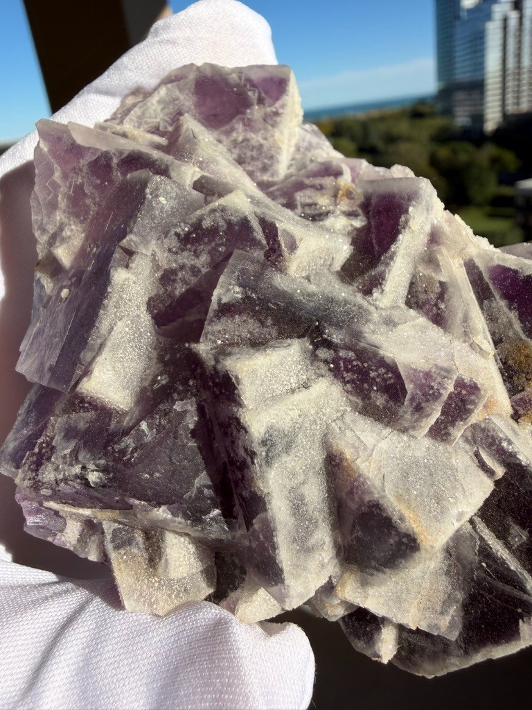 Purple Sugar Fluorite Cluster 428g Frosted Cubic Crystal Mineral Specimen