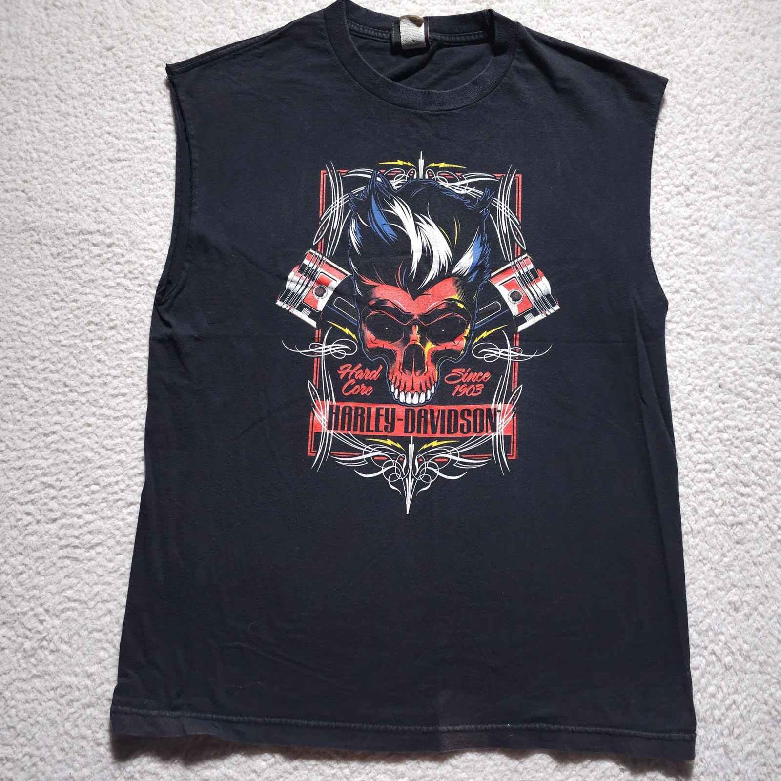 Harley Davidson Steel City Muscle Tee Large Hard Core Since 1903 Skull Cut Off Harley Davidson Steel City Muscle Tee Large Hard Core Since 1903 Skull Cut Off