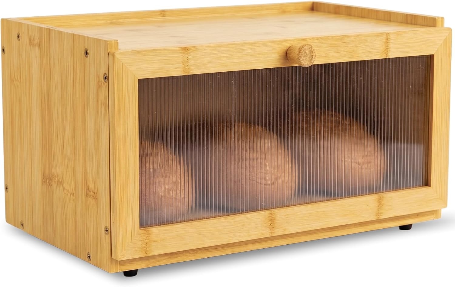 Large Bamboo Bread Box for Kitchen Countertop Acrylic Window Extra Storage Large Bamboo Bread Box for Kitchen Countertop Acrylic Window Extra Storage