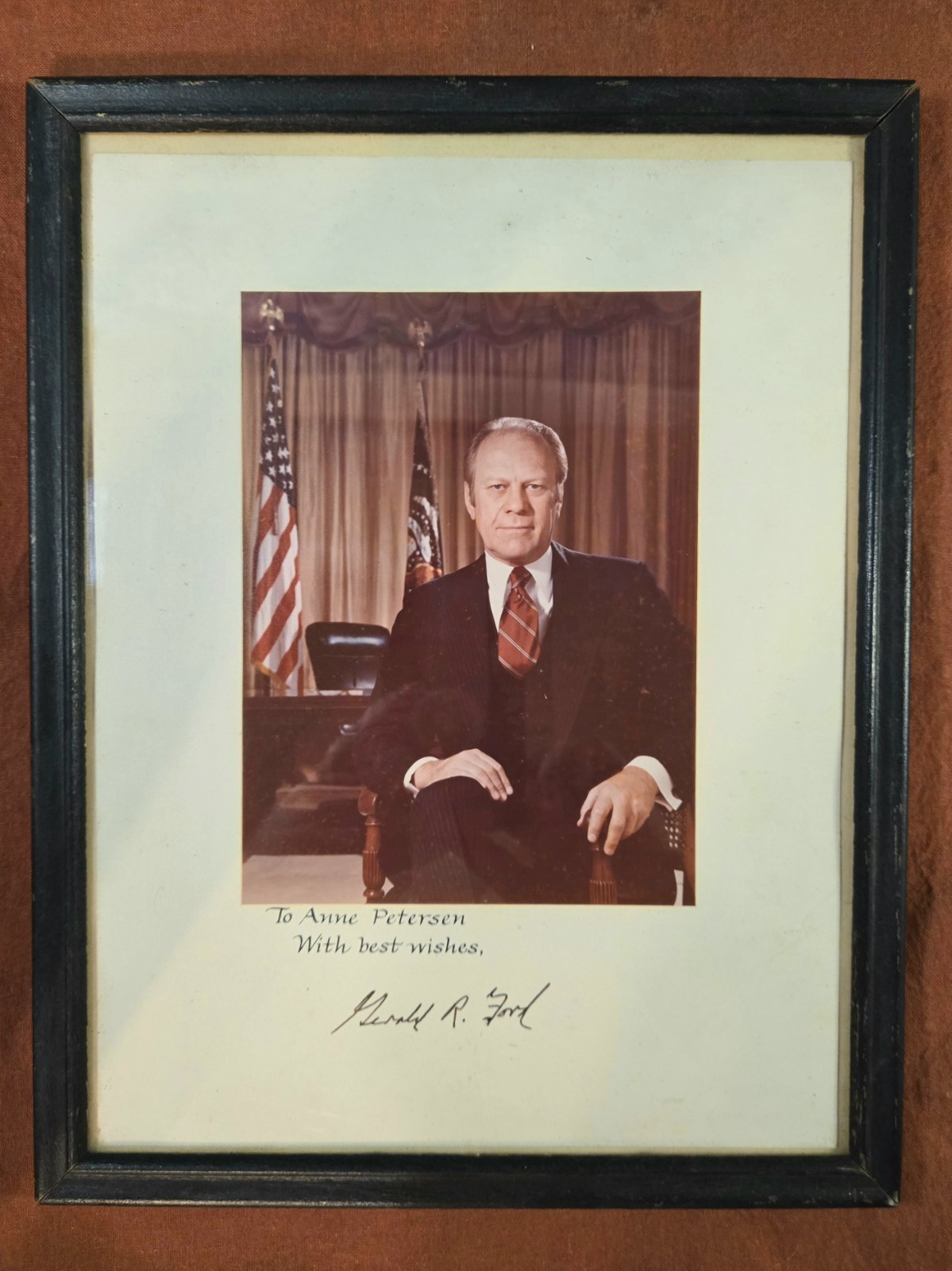 President GERALD R FORD Signed Dedication & Photo in 12x10 Frame, Preowned President GERALD R FORD Signed Dedication & Photo in 12x10 Frame, Preowned
