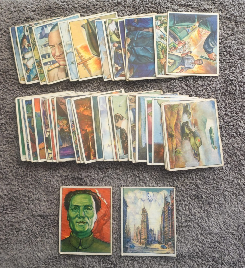 1951 BOWMAN FIGHT THE RED MENACE COMPLETE SET OF 48 CARDS. VG/VG+ 1951 BOWMAN FIGHT THE RED MENACE COMPLETE SET OF 48 CARDS. VG/VG+