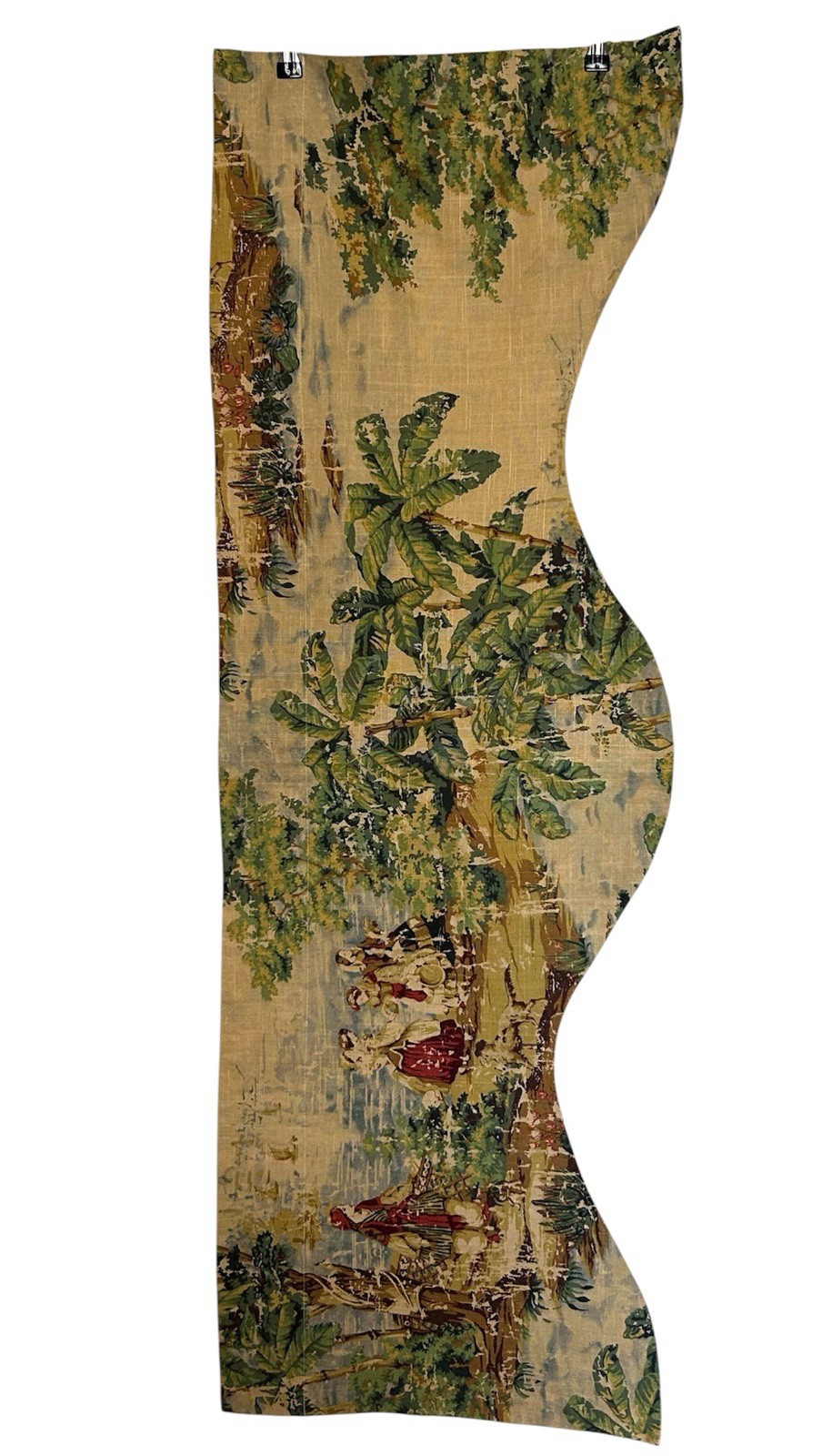 Bosporus Toile Valance in Billiard Blue Gold Set Of 2 50x17” Linen Bosporus Toile Valance in Billiard Blue Gold Set Of 2 50x17” Linen
