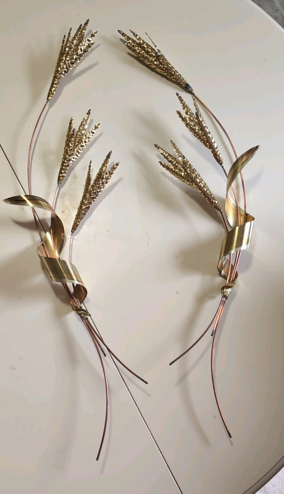 Mid-Century Modern Homco Metal Wheat Stalk Wall Decor - Matching Pair Vintage