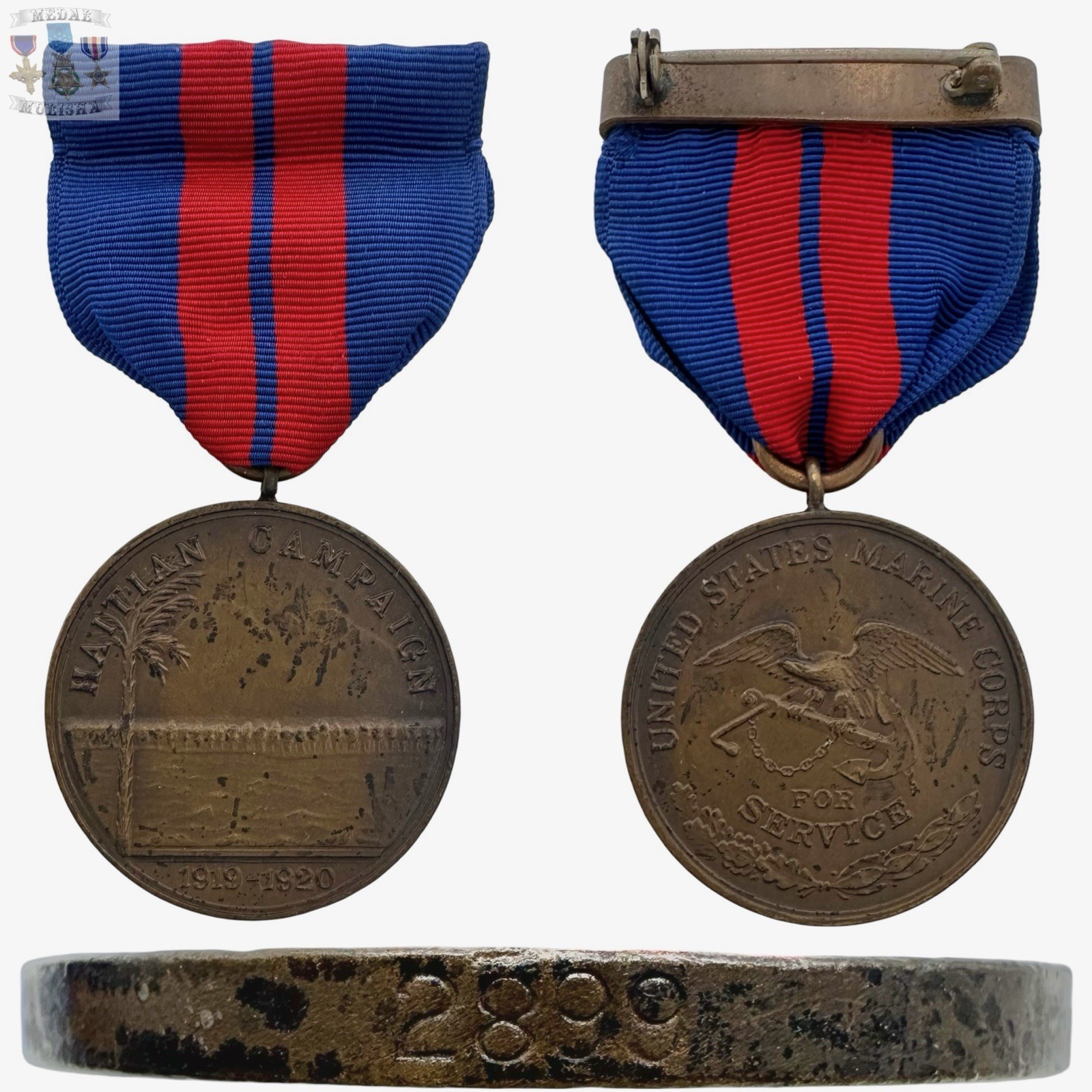 #2899 1919-1920 MARINE CORPS HAITIAN CAMPAIGN MEDAL NUMBERED BANANA WARS