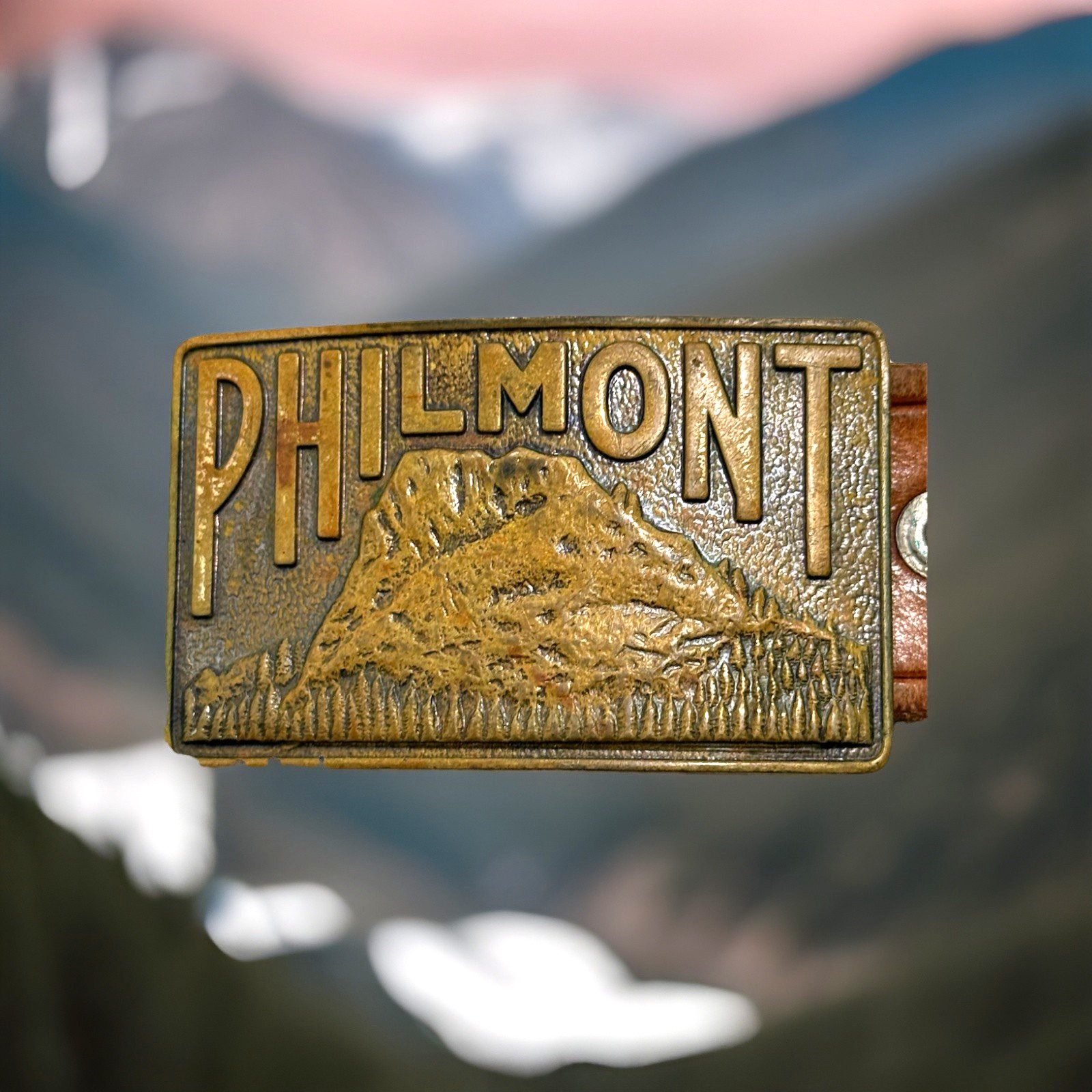 VTG Philmont Scout Ranch Leather Belt 32 Cimarron NM Tooth of Time Brass Buckle