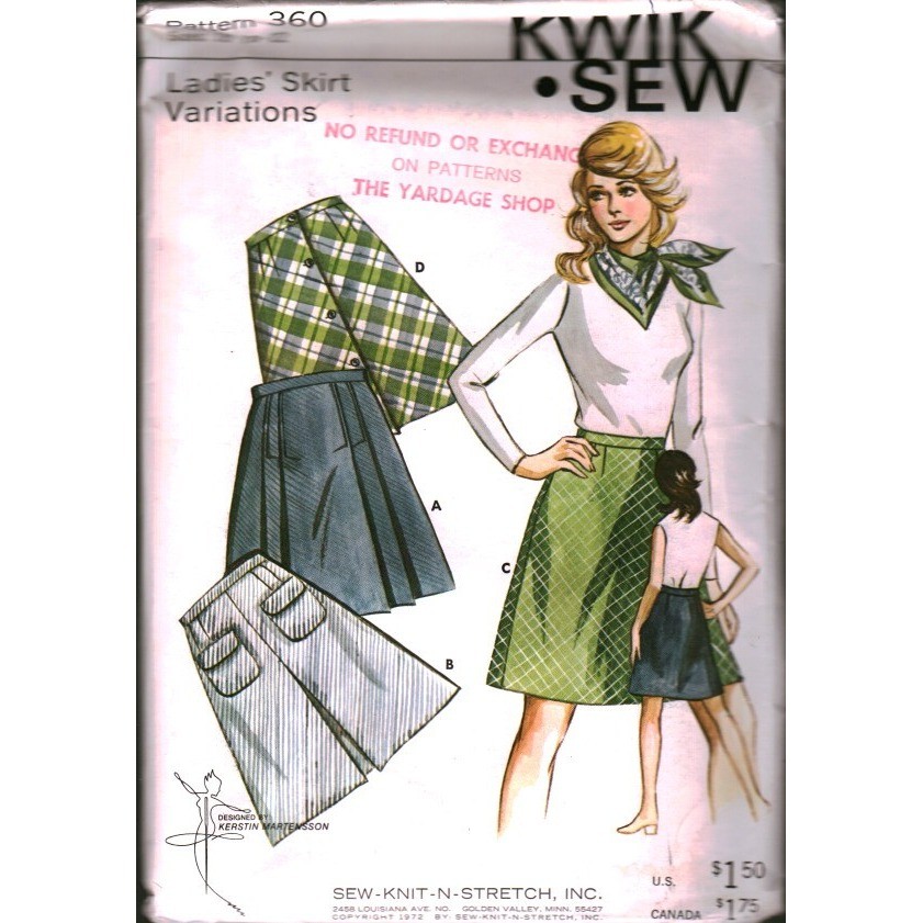 Vintage 1972 Kwik Sew 360 Ladies Skirt Variations Sewing Pattern Size 18 20 22 Vintage 1972 Kwik Sew 360 Ladies Skirt Variations Sewing Pattern Size 18 20 22